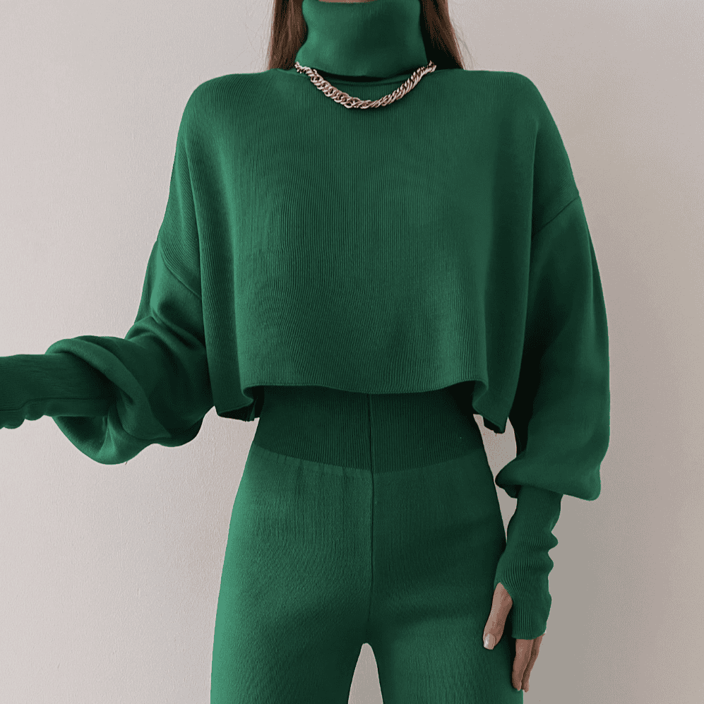 Cropped Turtleneck Sæt | Bomuld | Moderne og Komfortabelt