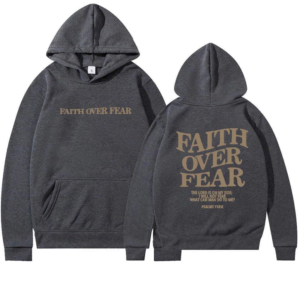 Motiverende Hættetrøje "Faith Over Fear" | Bomuldsblanding | Inspirerende & Komfortabel