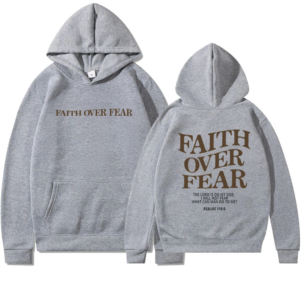 Motiverende Hættetrøje "Faith Over Fear" | Bomuldsblanding | Inspirerende & Komfortabel