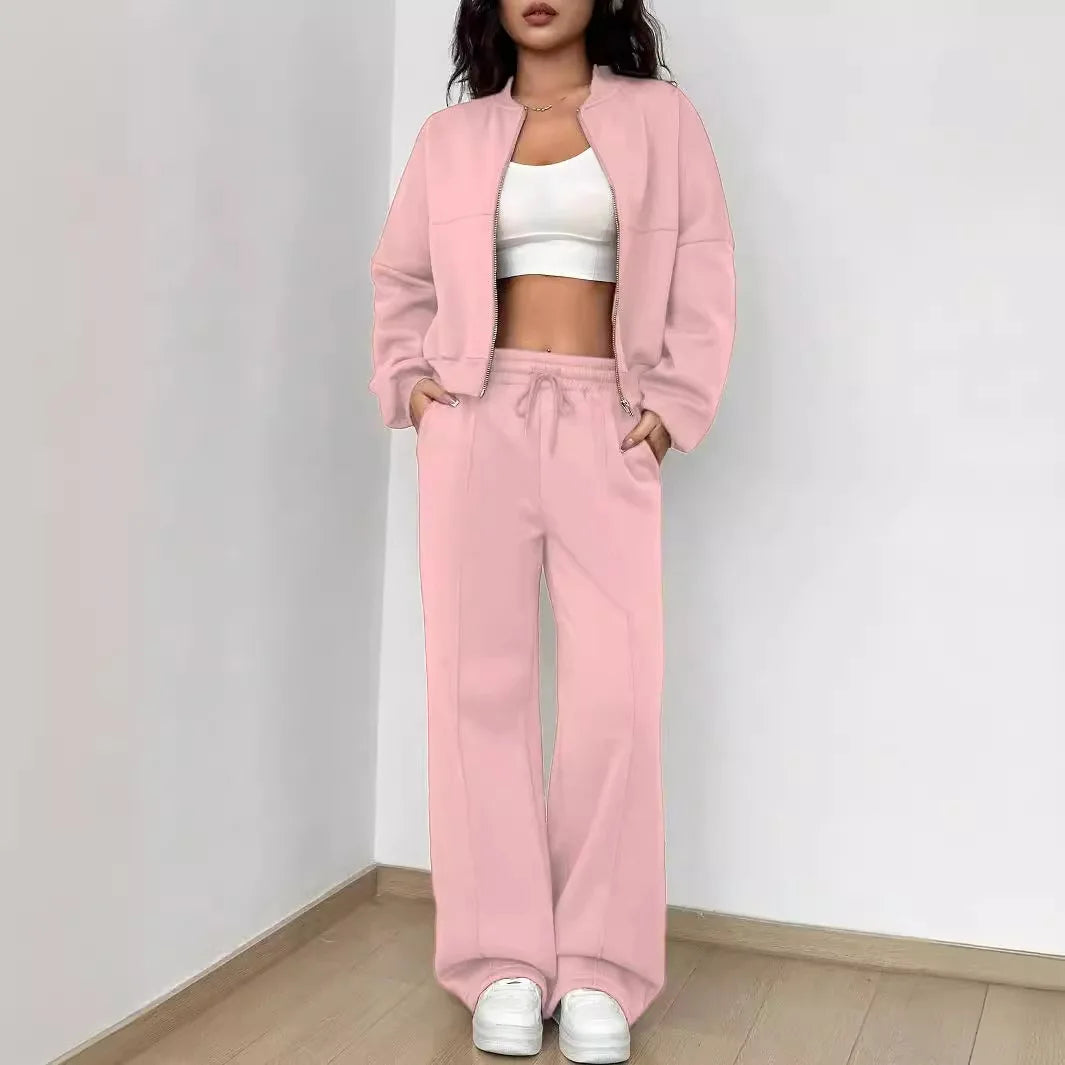 Jogging Sæt med Cropped Jakke | Løst Fit | Komfort & Stil