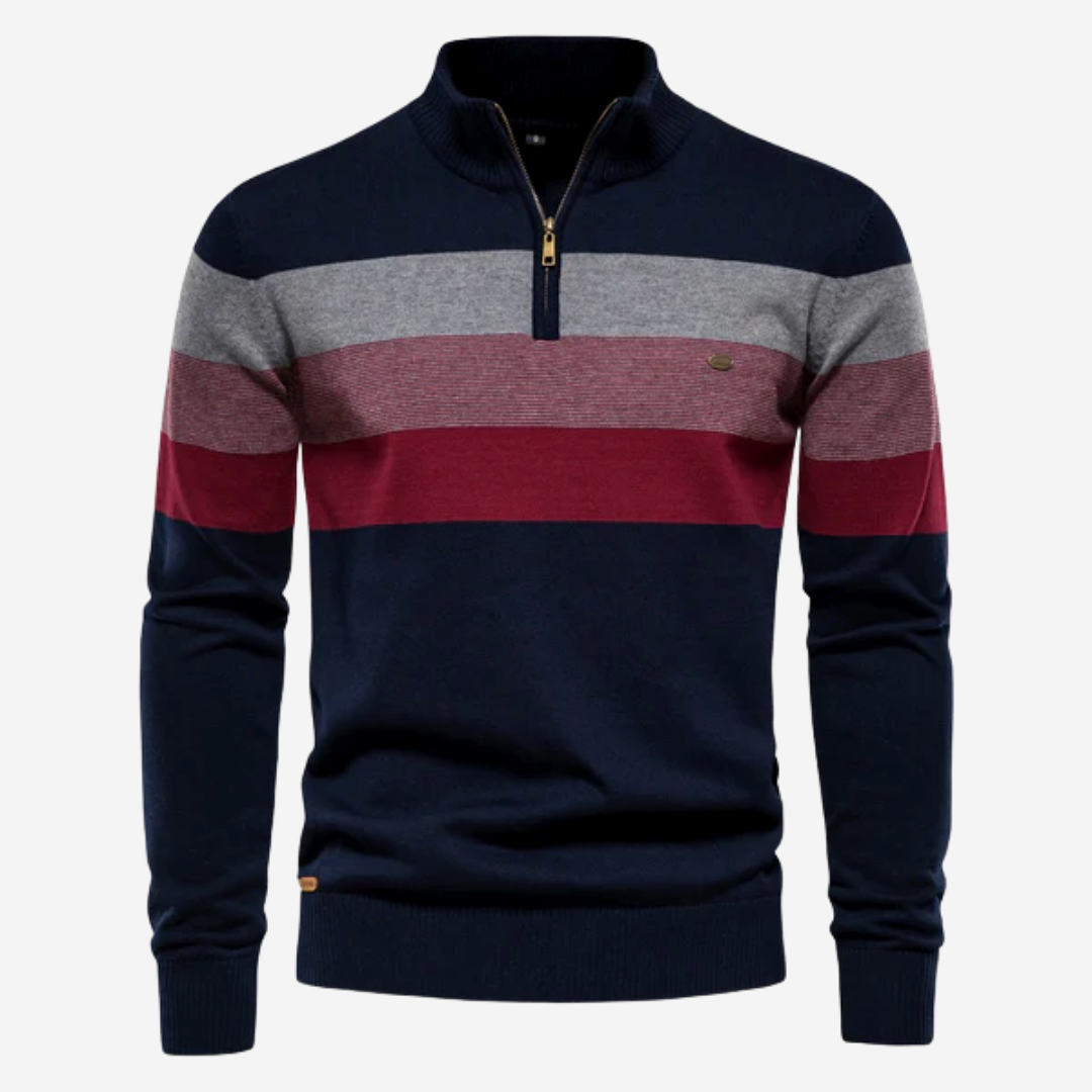 Harvest Stripe Quarter-Zip Sweater | Multicolor | Casual | Cotton Blend