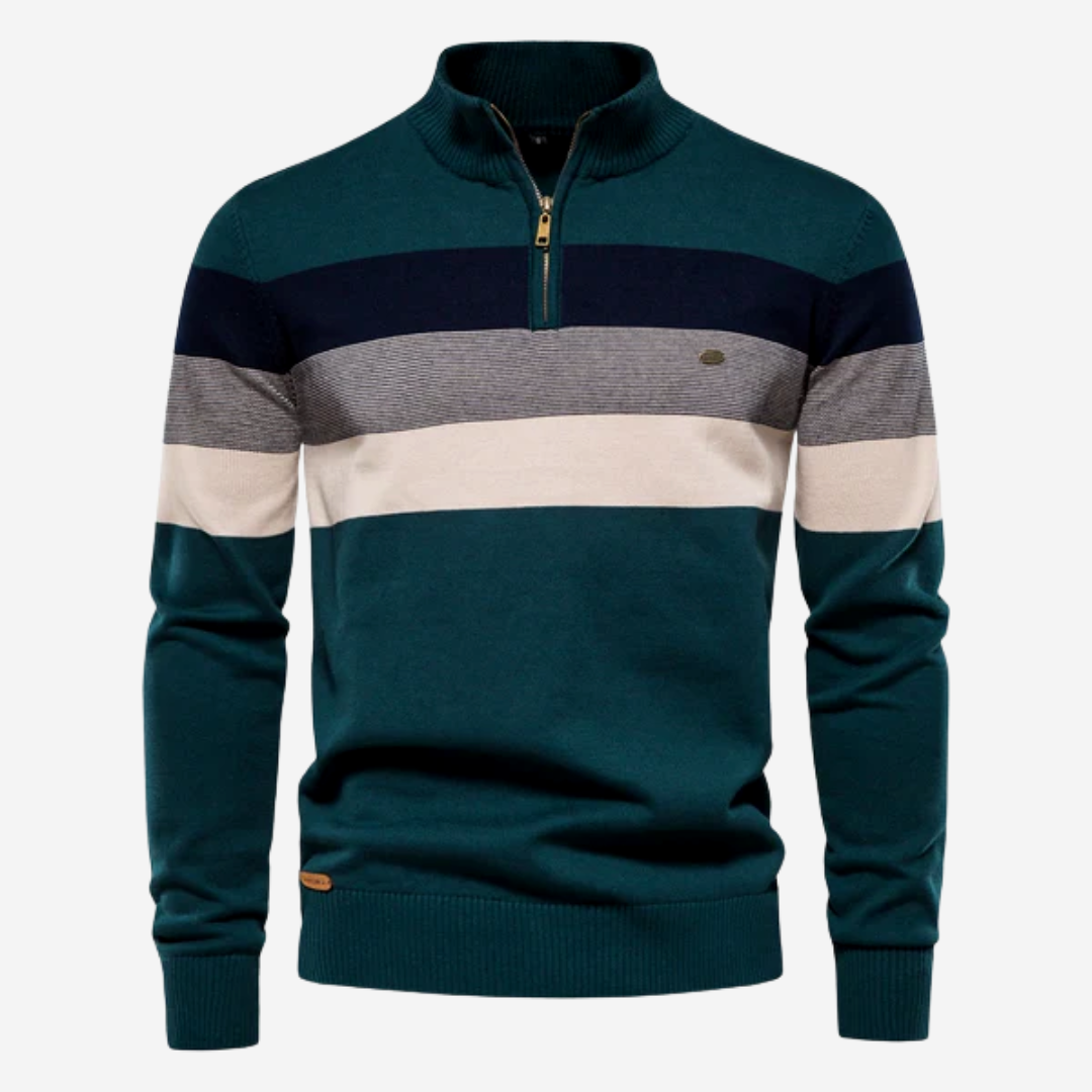 Harvest Stripe Quarter-Zip Sweater | Multicolor | Casual | Cotton Blend