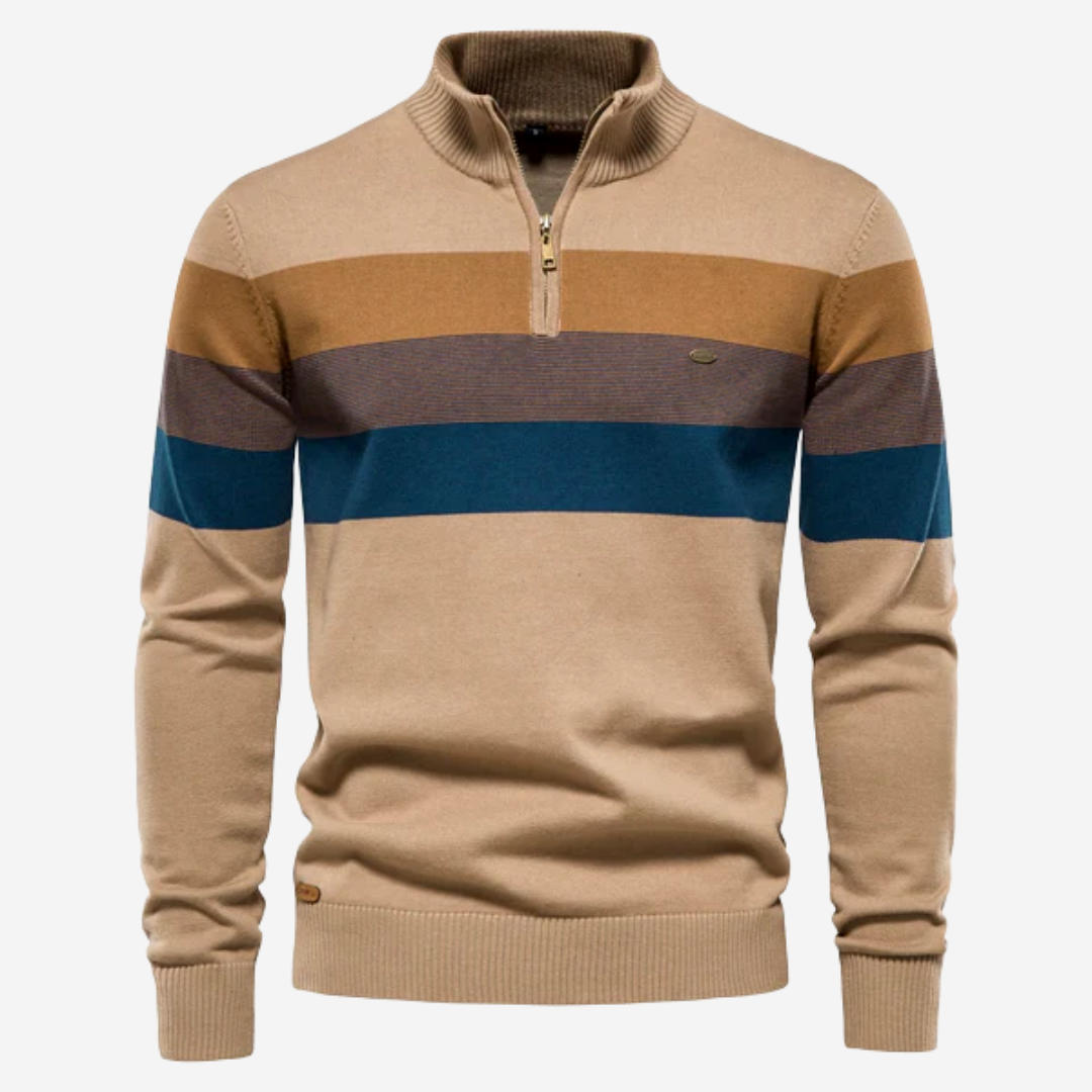 Harvest Stripe Quarter-Zip Sweater | Multicolor | Casual | Cotton Blend