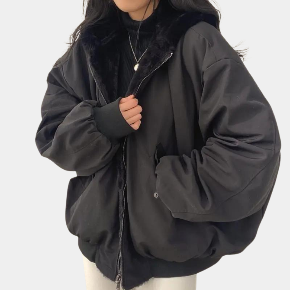 Oversized Vinterjakke til Kvinder | Polyester & Sherpa | Blød, Varm & Trendy