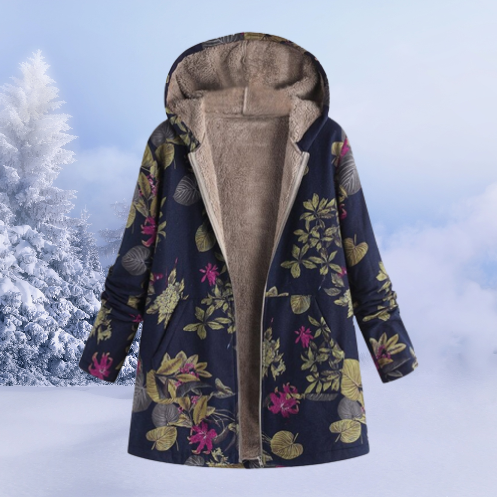 Foret Blomsterprint Jakke til Kvinder | Fleece & Polyester | Varm, Farverig & Cozy