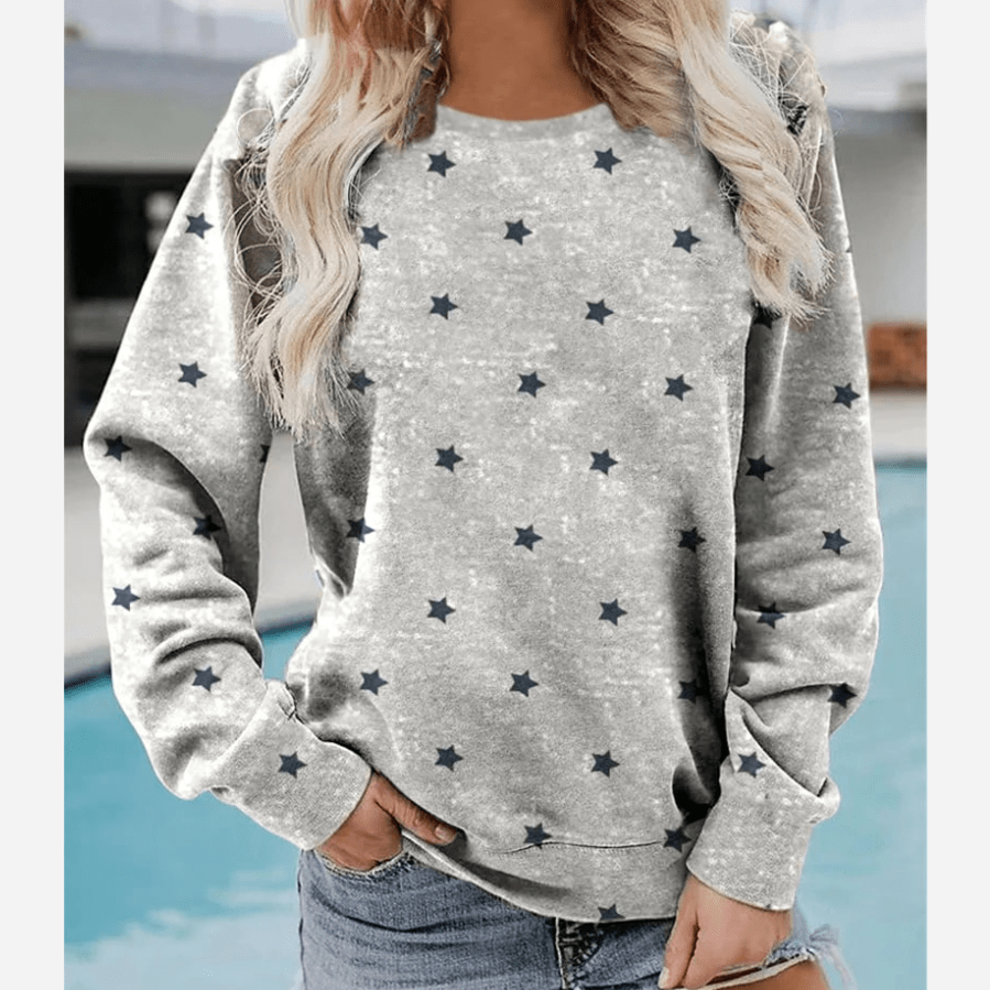 Casual Sweatshirt med Stjernemønster | Langærmet Design | Blød & Komfortabel