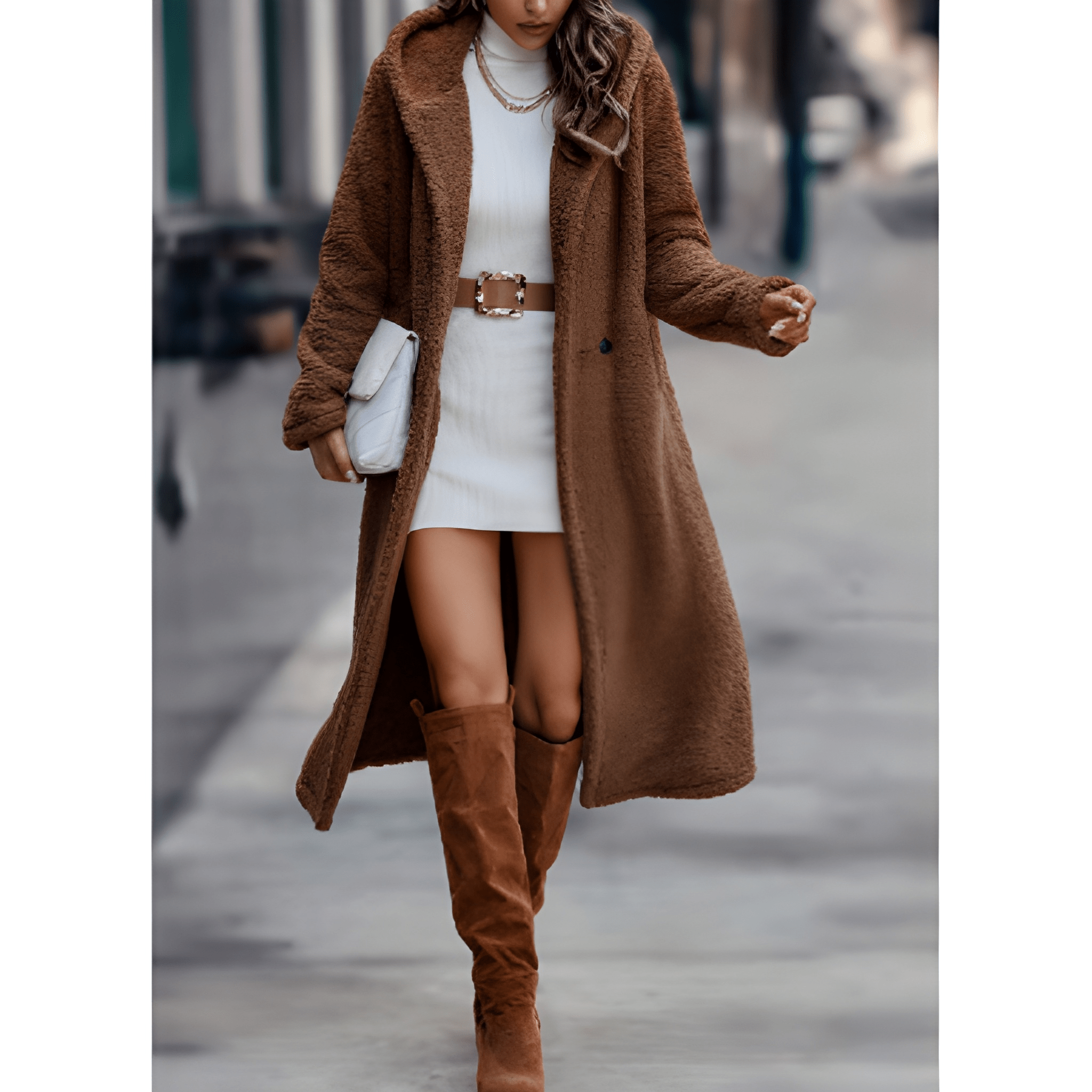 Lang Afslappet Teddyfrakke | Fleece | Varm, Blød & Elegant