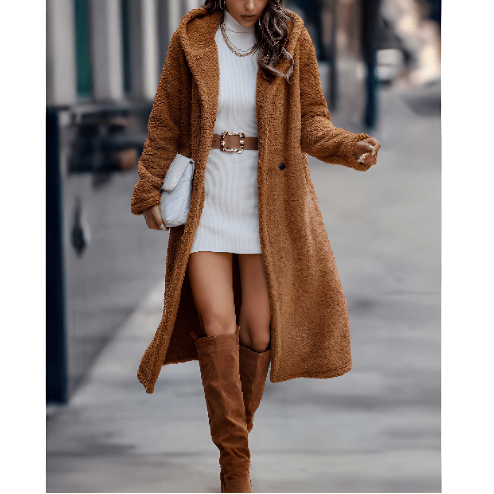 Lang Afslappet Teddyfrakke | Fleece | Varm, Blød & Elegant