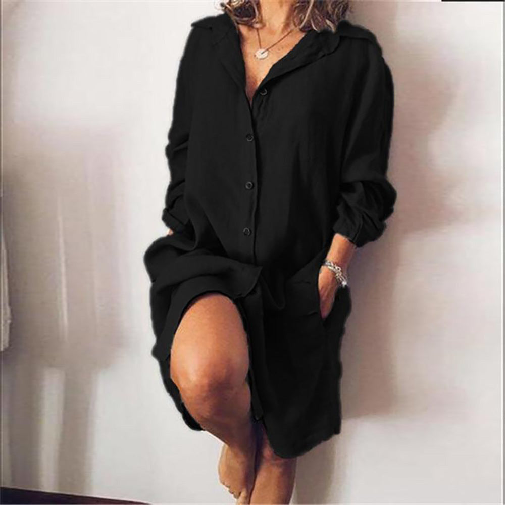 Afslappet Skjortekjole | Bomuld & Hør | Let, Stilren og Komfortabel