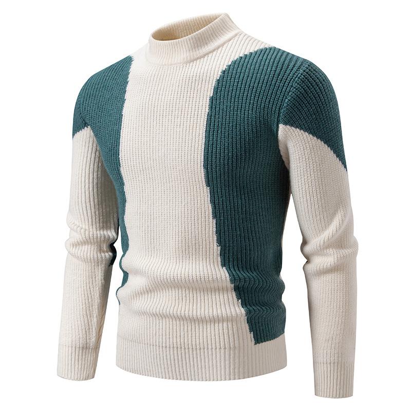 Strikket Sweater med Kontrastmønster | Moderne & Varm