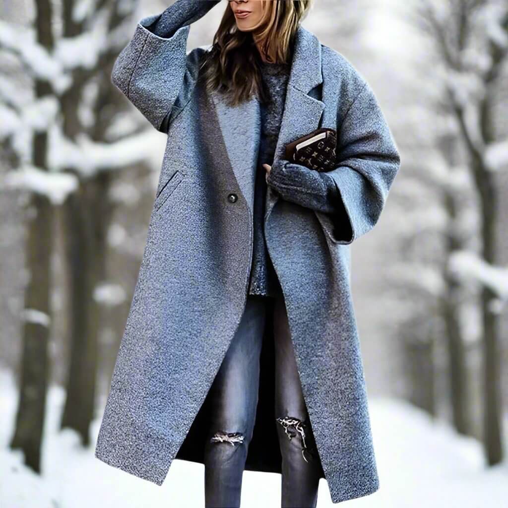 Lang Ternet Uldfrakke til Kvinder | Uldblend | Farverig, Varm & Statement