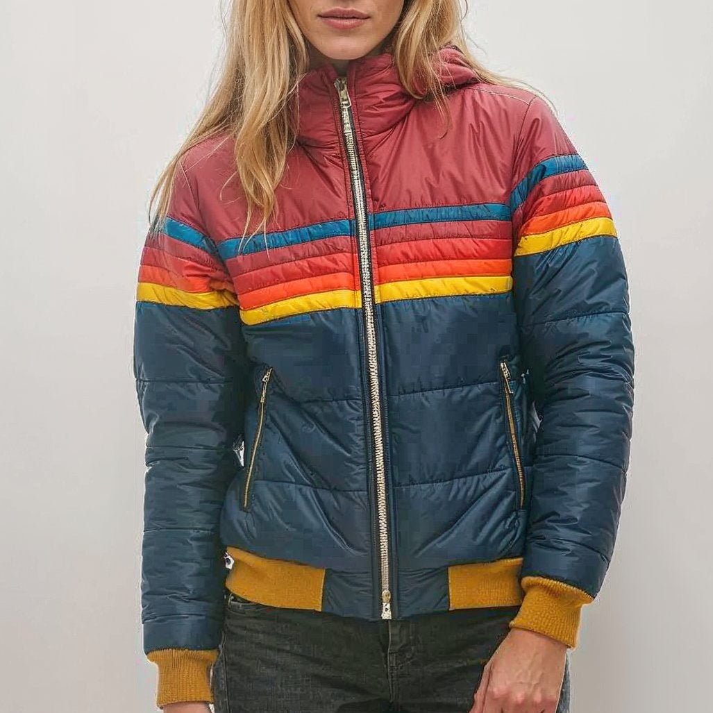 Retro Puffer Jakke til Kvinder | Polyester | Farverig, Varm & Statement-Making