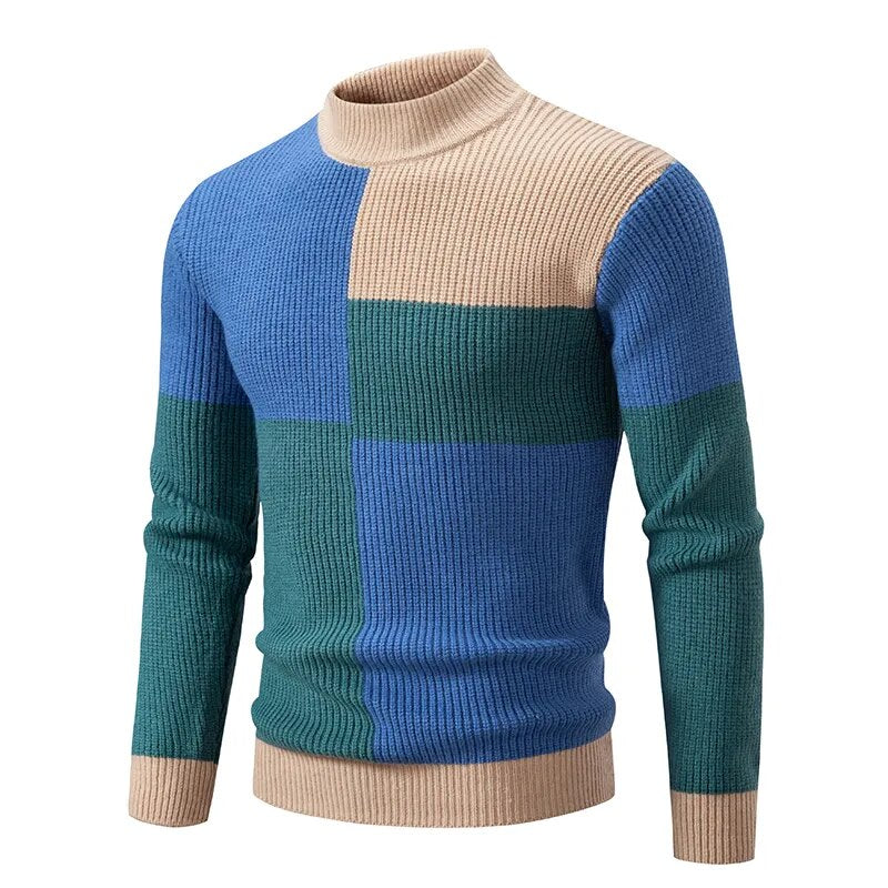 Strikket Blokmønstret Sweater | Stilfuld og Moderne