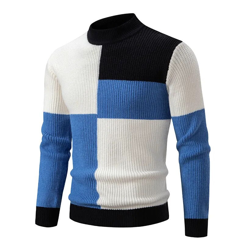 Strikket Blokmønstret Sweater | Stilfuld og Moderne