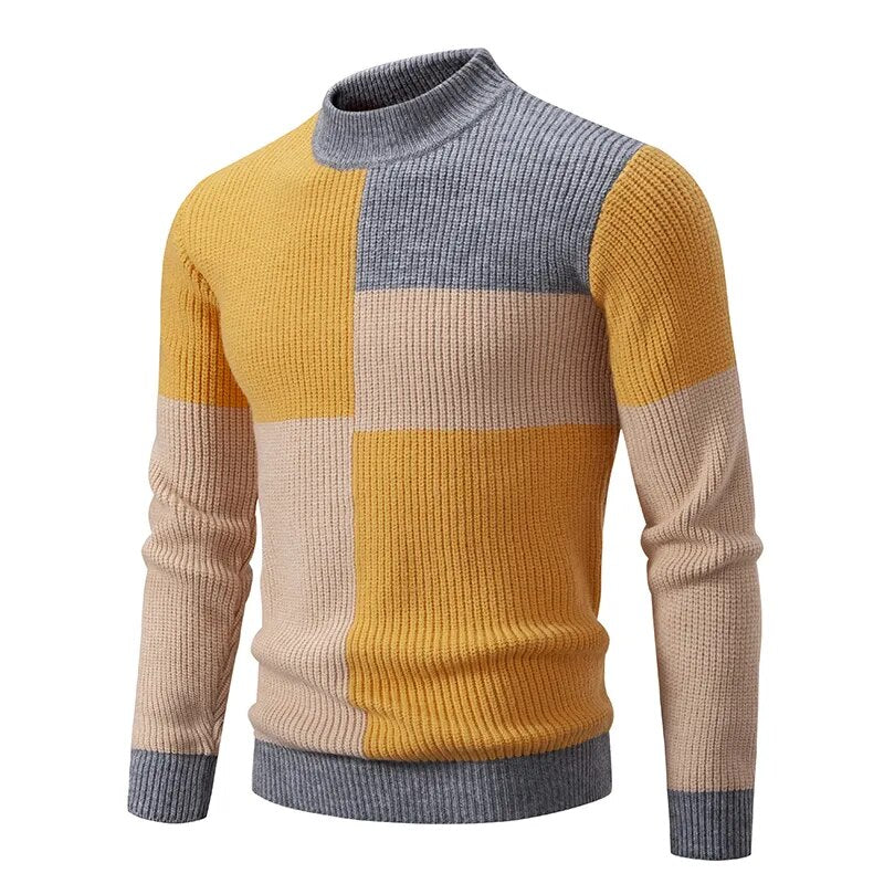 Strikket Blokmønstret Sweater | Stilfuld og Moderne