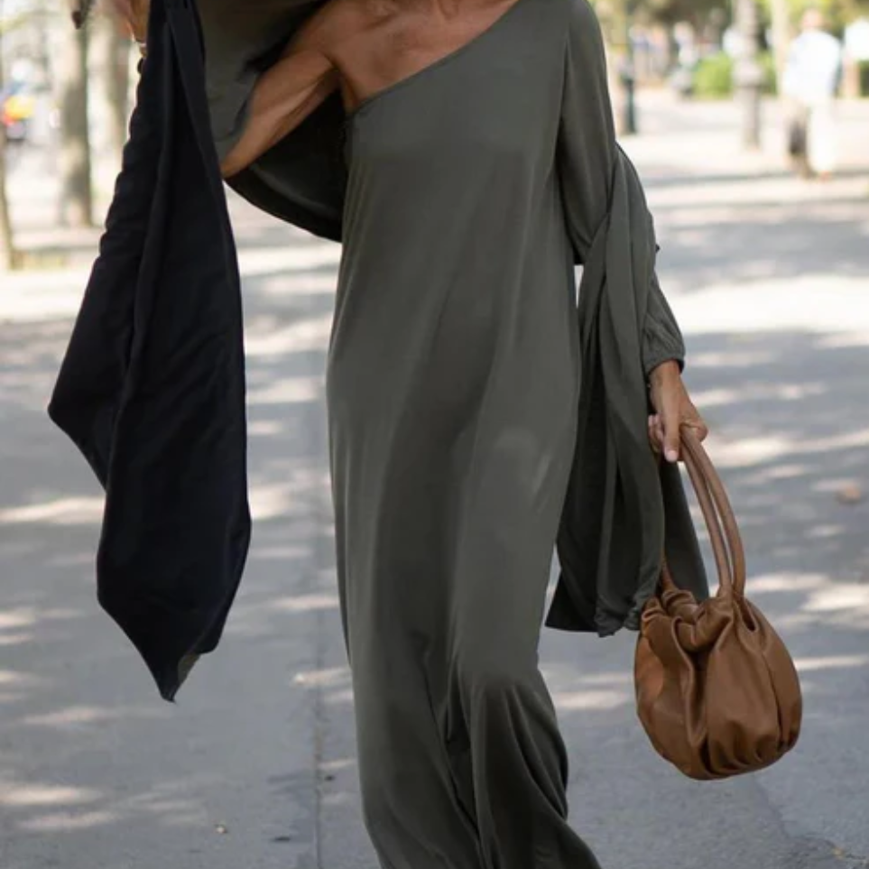 One-Shoulder Maxi Kjole | Flydende & Sofistikeret | Tidløst Design