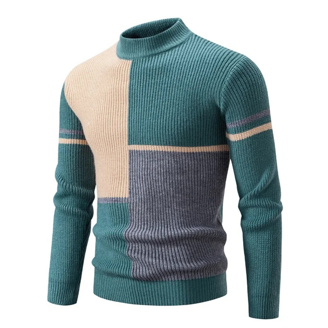 Strikket Sweater med Farveblokke | Blød & Varm | Moderne Design