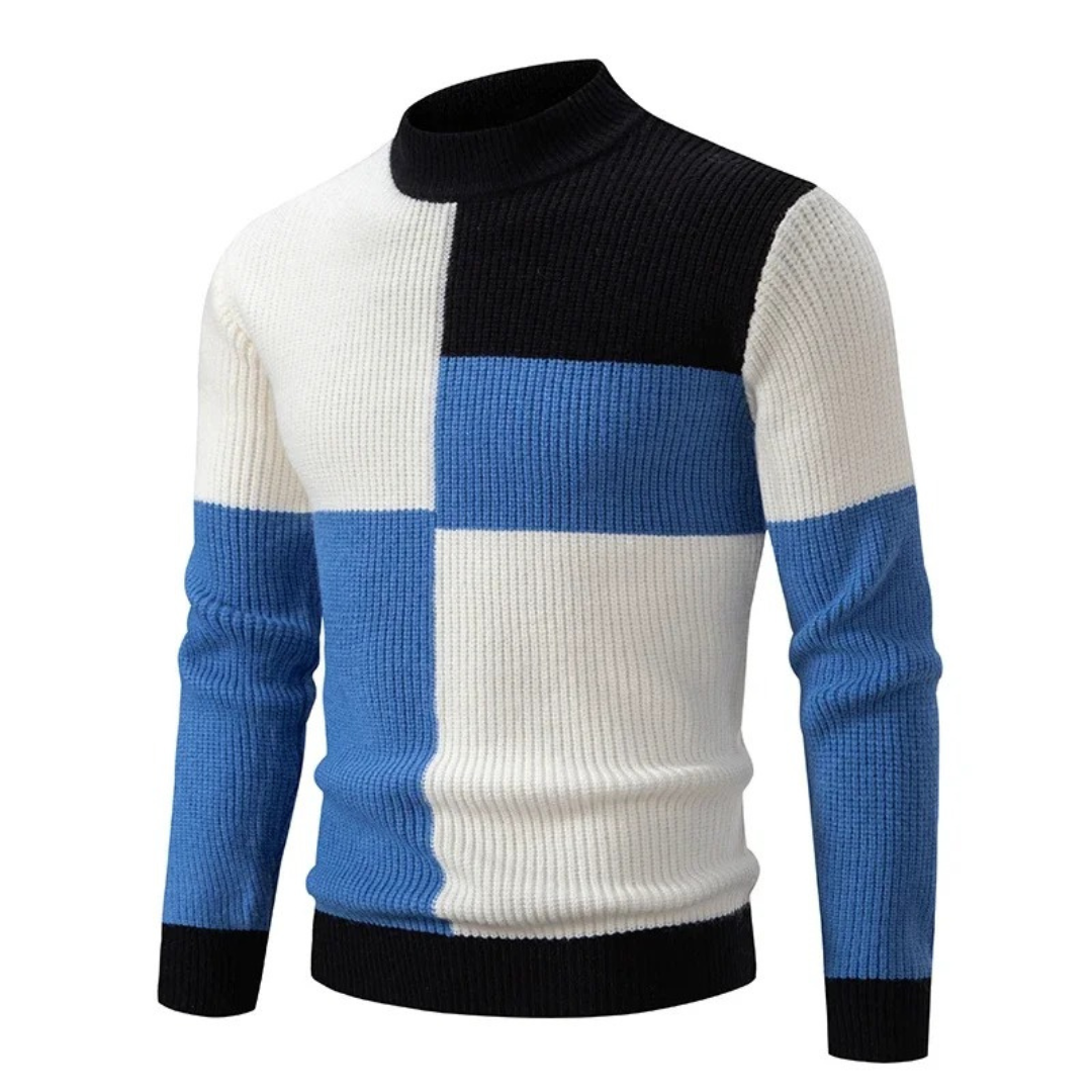 Strikket Sweater med Farveblokke | Blød & Varm | Moderne Design