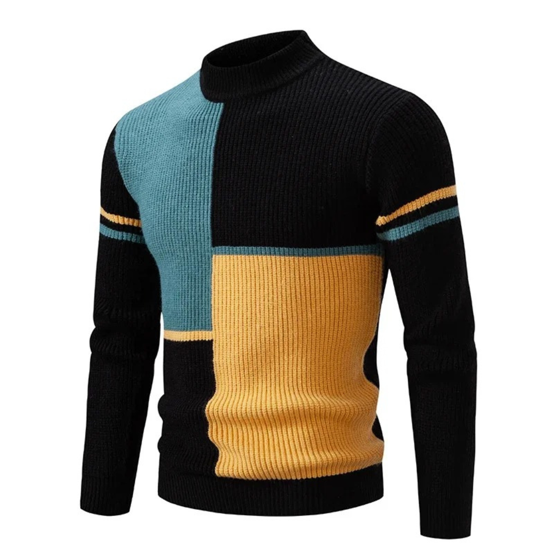 Strikket Sweater med Farveblokke | Blød & Varm | Moderne Design