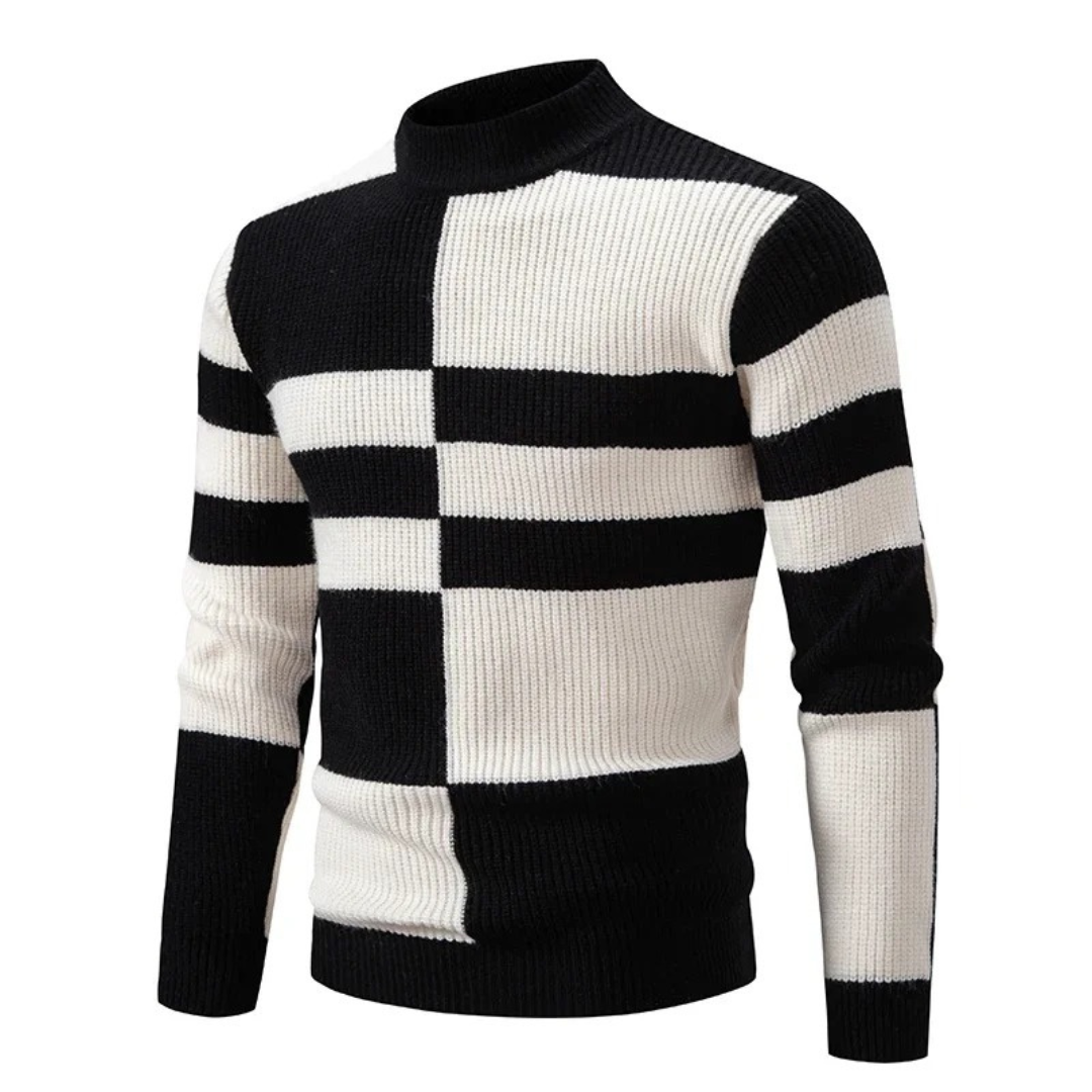 Strikket Sweater med Farveblokke | Blød & Varm | Moderne Design