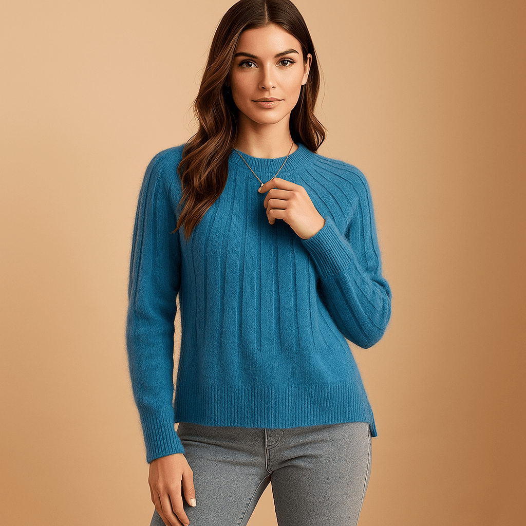 Ribbet Striktrøje til Kvinder | Uldblend | Blød, Klassisk & Varm