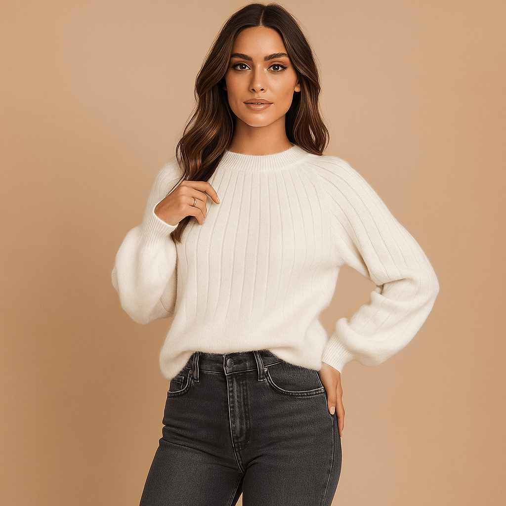 Ribbet Striktrøje til Kvinder | Uldblend | Blød, Klassisk & Varm