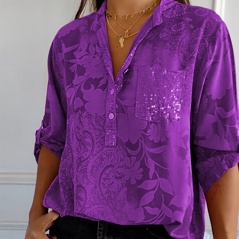 Trendy Blomsterbluse | Polyester | Moderne & Feminin